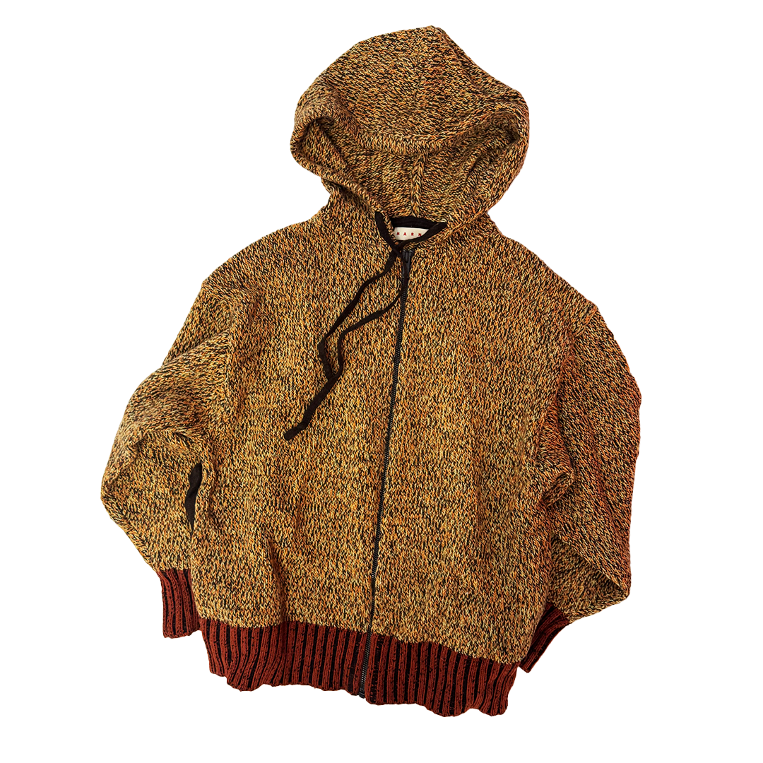 Marni x Uniqlo Brown Knit Zip Hoodie (S)