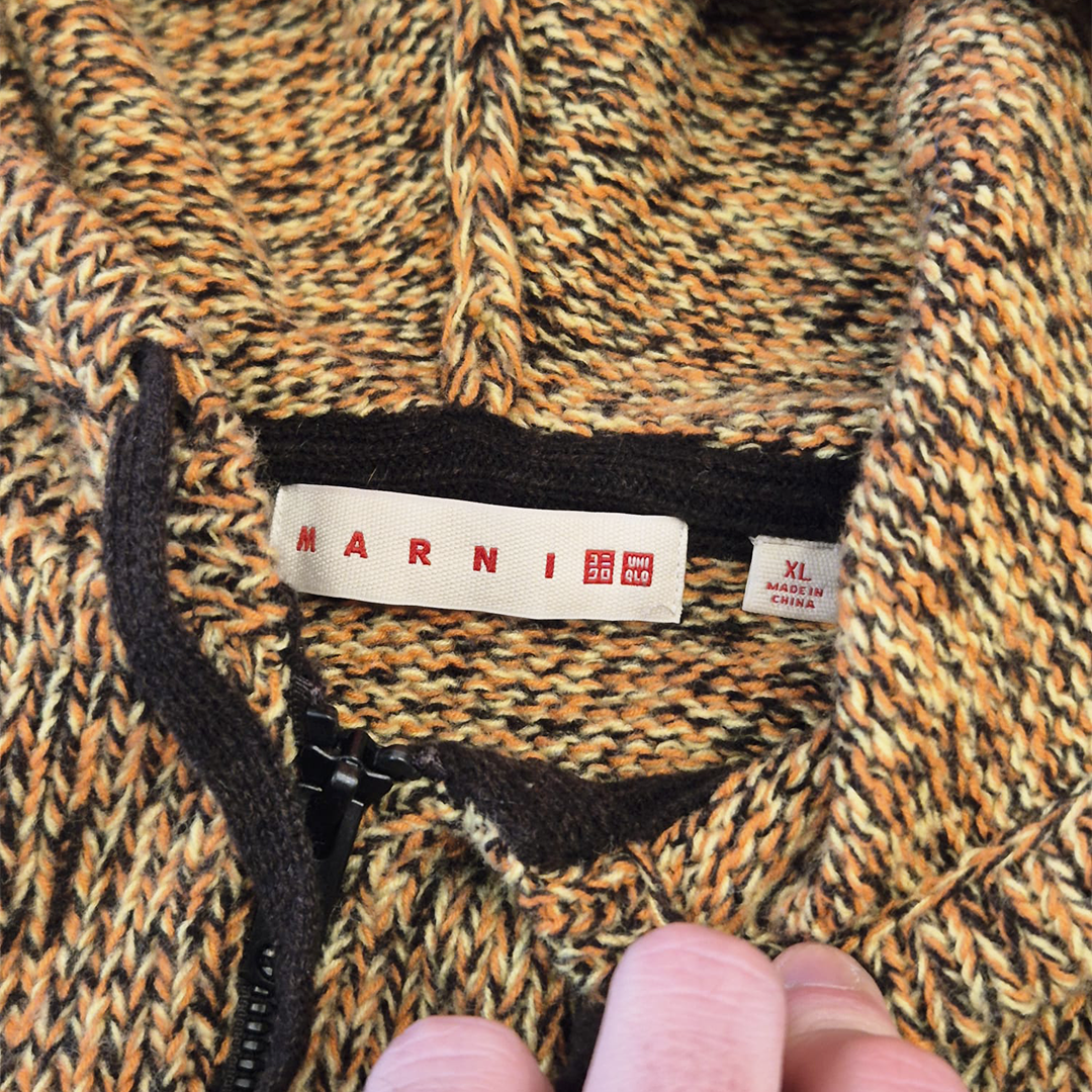 Marni x Uniqlo Beige Knit Zip Up Hoodie (XL)