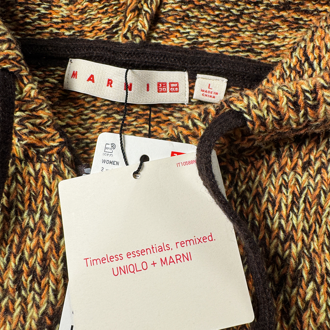 Marni x Uniqlo Beige Knit Zip Up Hoodie (L)