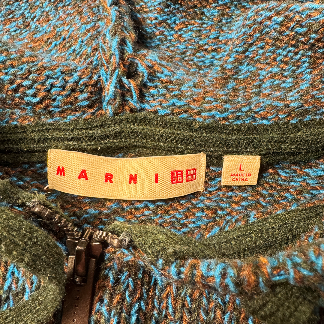Marni x Uniqlo Blue Knit Zip Up Hoodie (L)