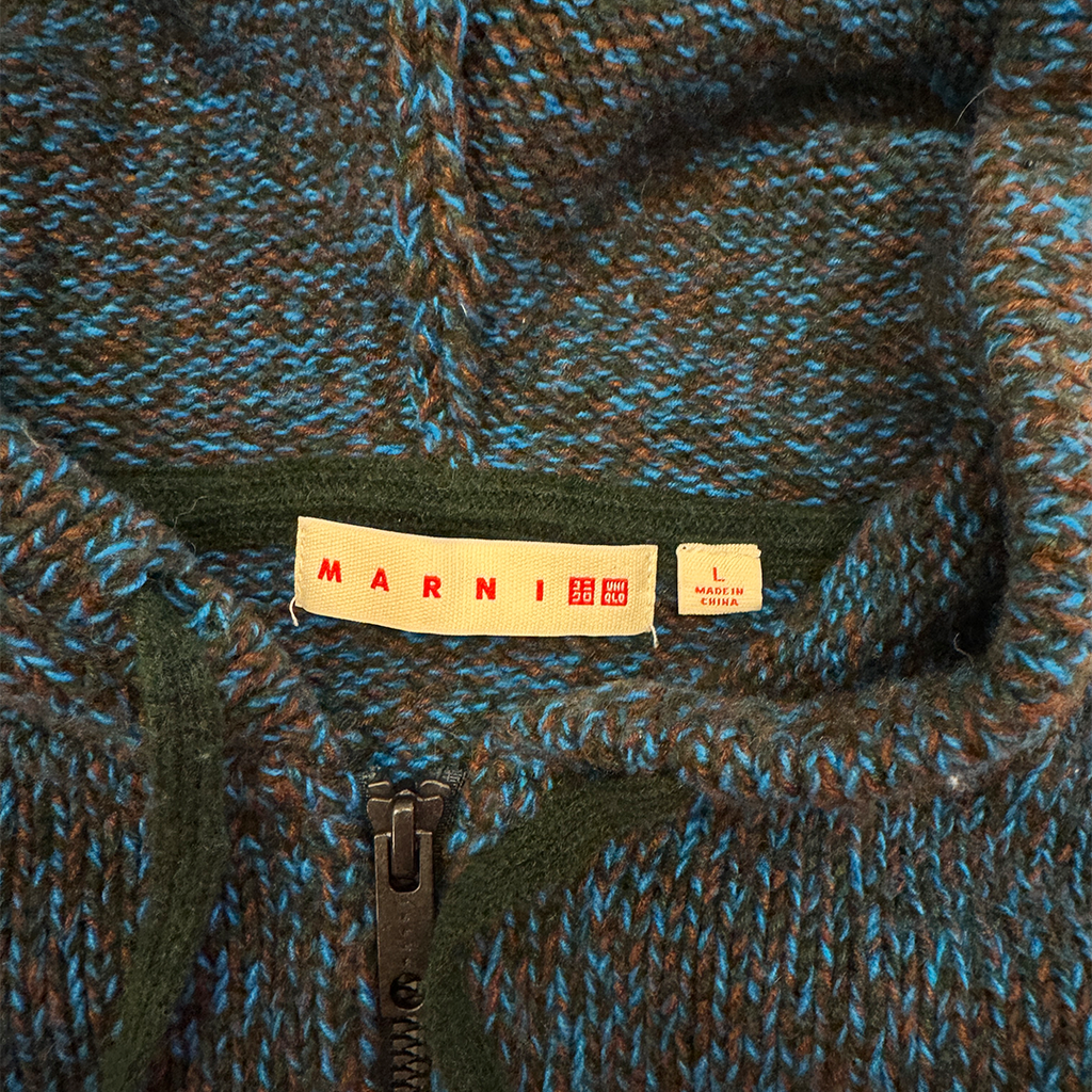 Marni x Uniqlo Blue Knit Zip Up Hoodie (L)
