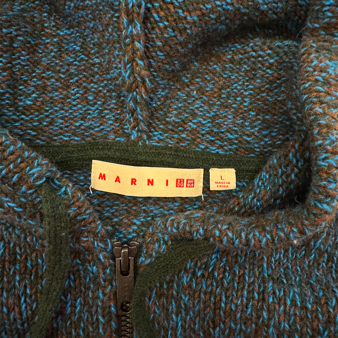 Marni x Uniqlo Blue Knit Zip Up Hoodie (L)