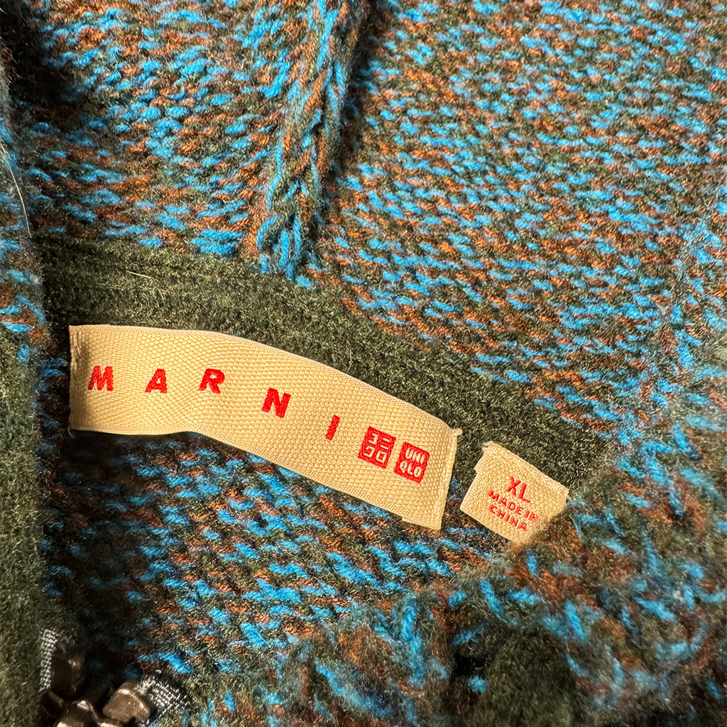 Marni x Uniqlo Blue Knit Zip-Up Hoodie (XL)