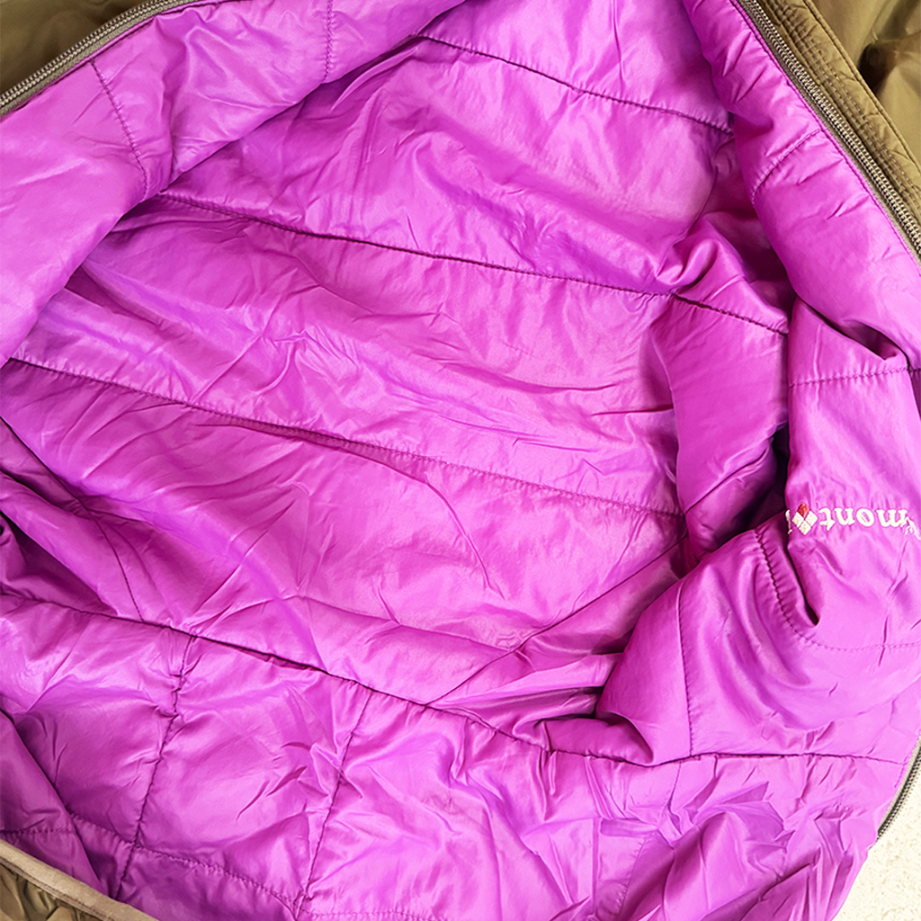 Montbell Reversible Green and Purple Puffer Jacket (Women M)