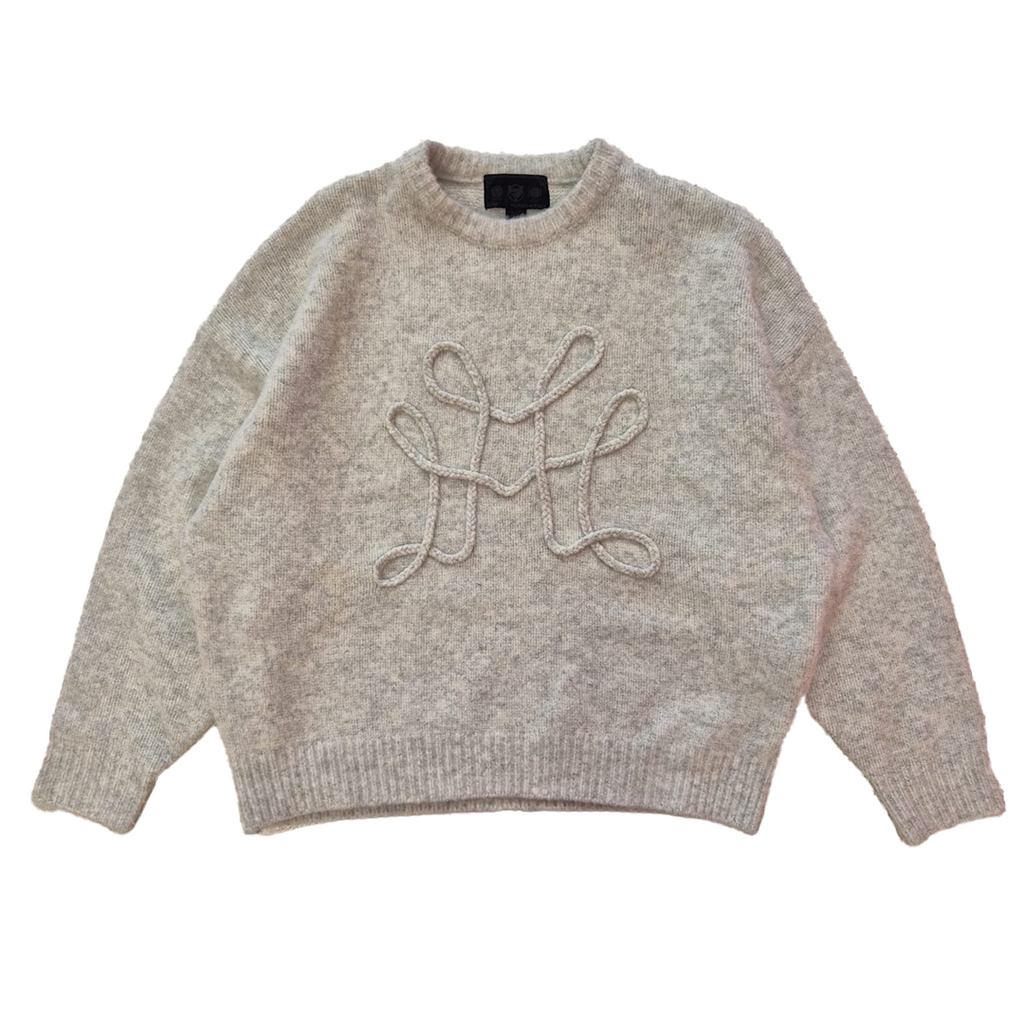 More Money Logo White Knit Sweater (M)