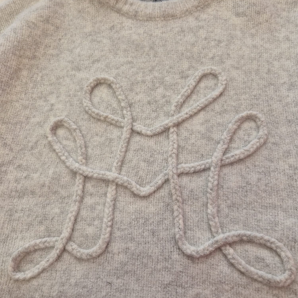 More Money Logo White Knit Sweater (M)