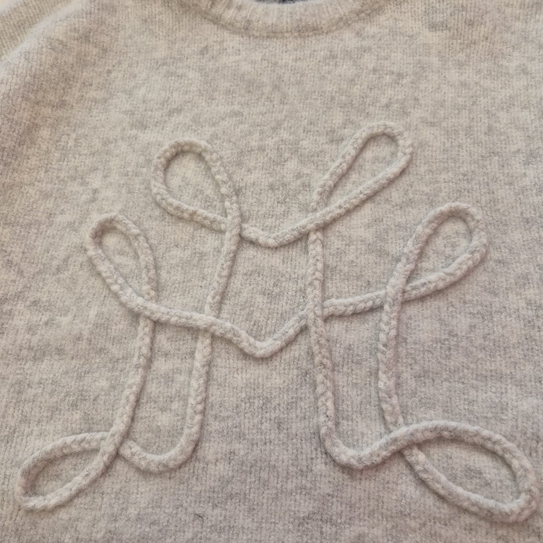 More Money Logo White Knit Sweater (M)