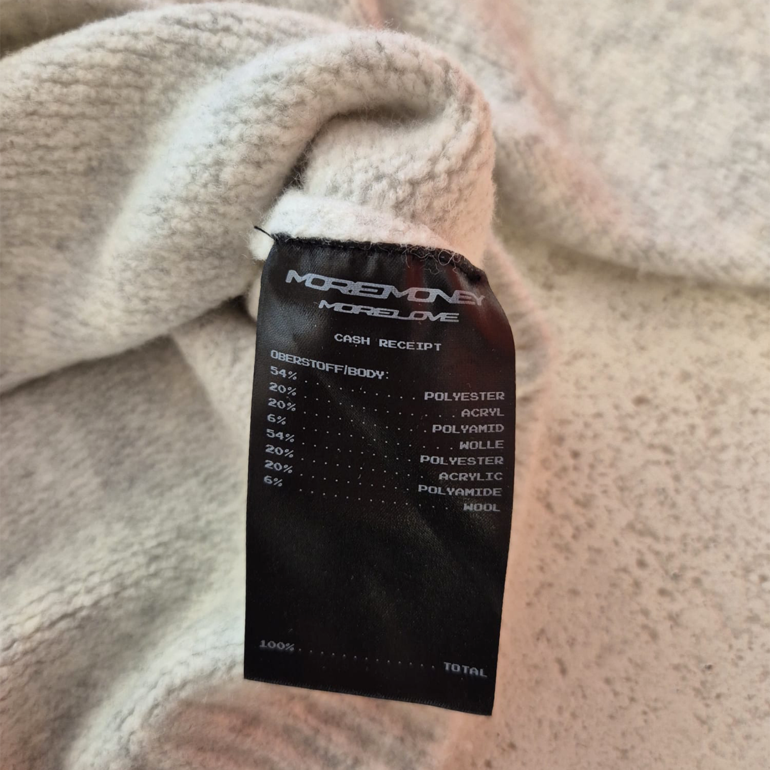 More Money Logo White Knit Sweater (M)