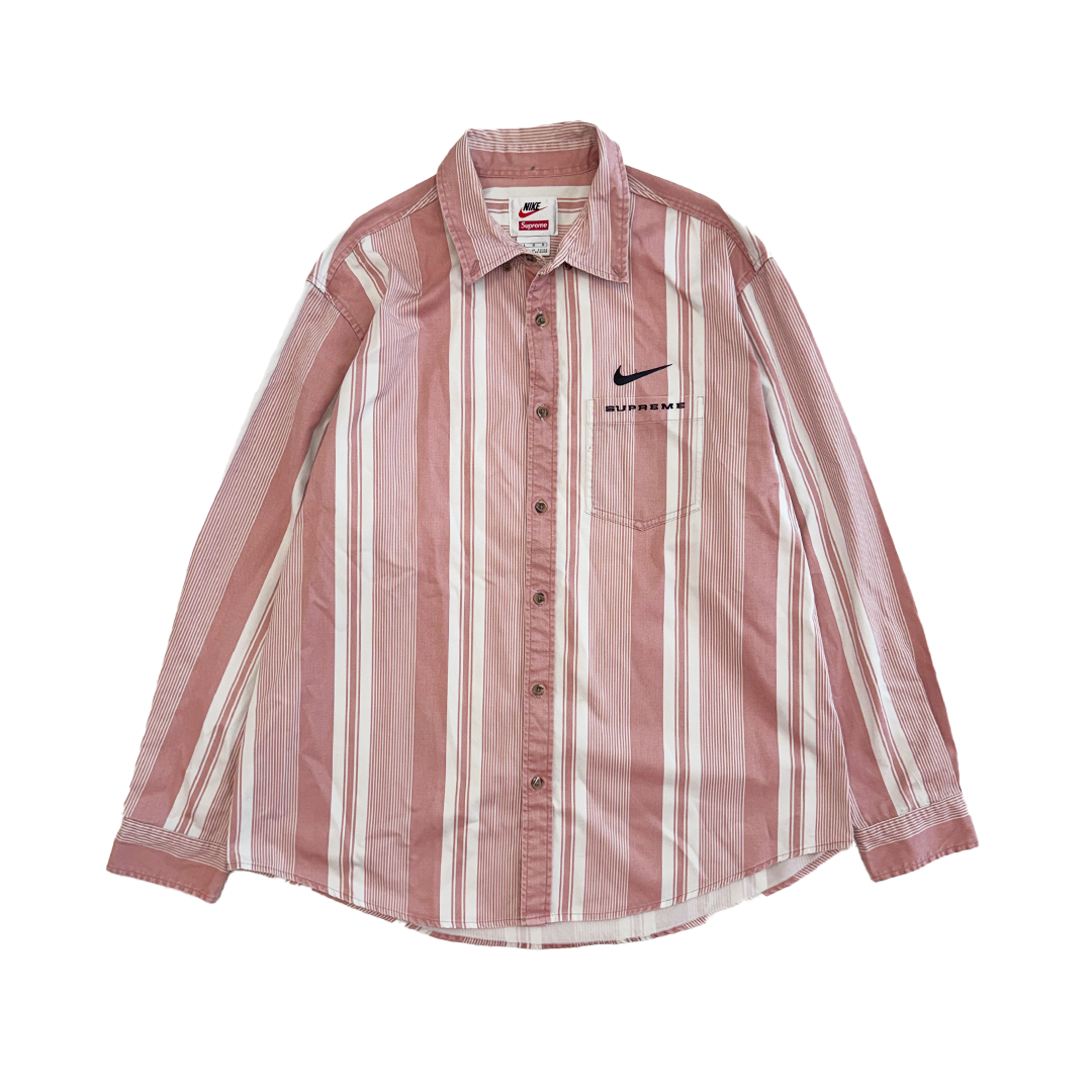 Supreme x Nike Cotton Twill Shirt Pink Stripe (L)