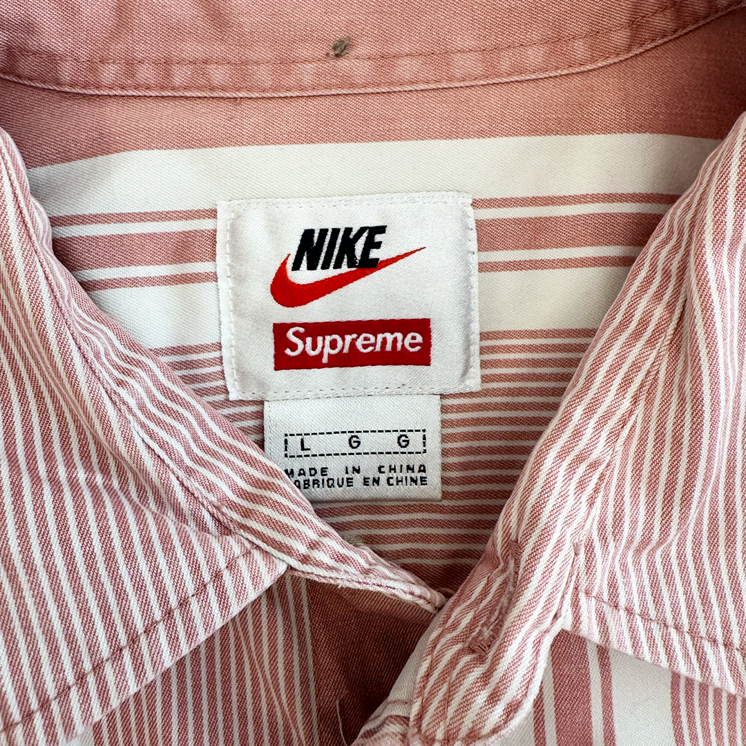 Supreme x Nike Cotton Twill Shirt Pink Stripe (L)