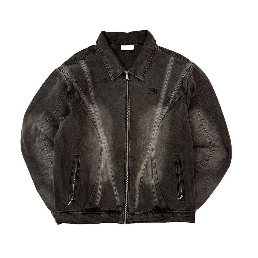 Croworld Acid Wash Black Jacket (L)