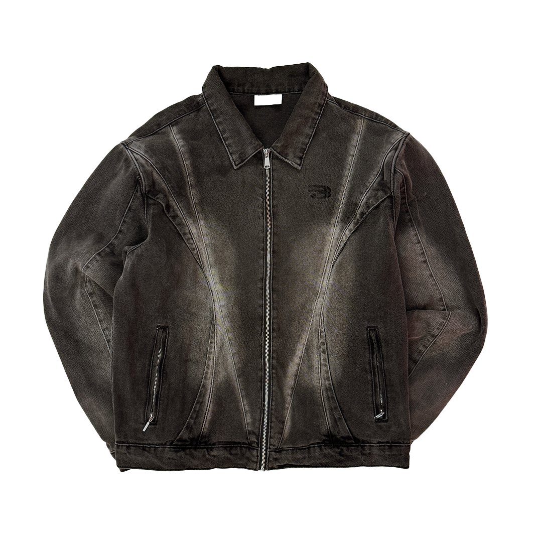 Croworld Acid Wash Black Jacket (L)