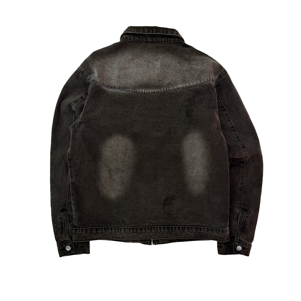 Croworld Acid Wash Black Jacket (L)
