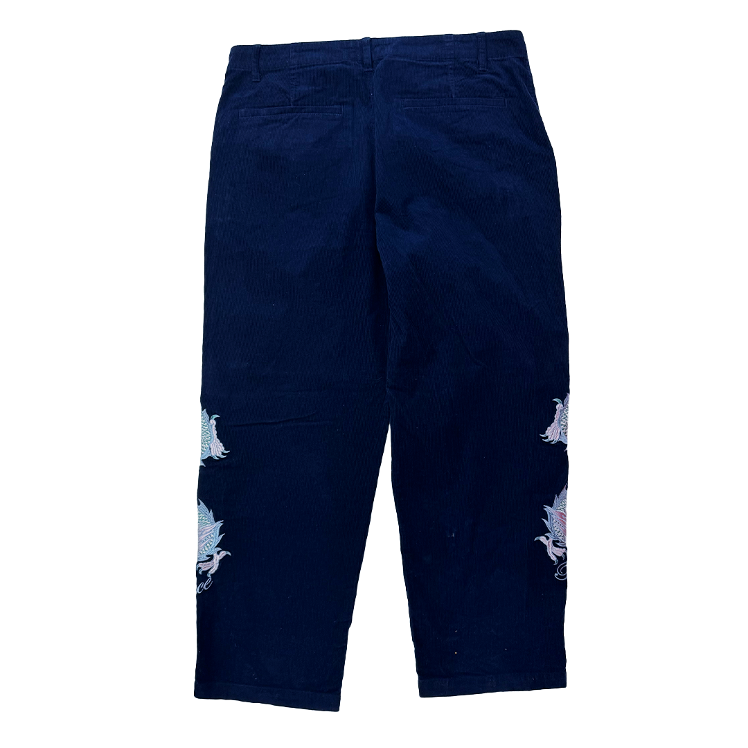 Palace Double Dragon Tour Plain Dark Blue Corduroy Pants (34)