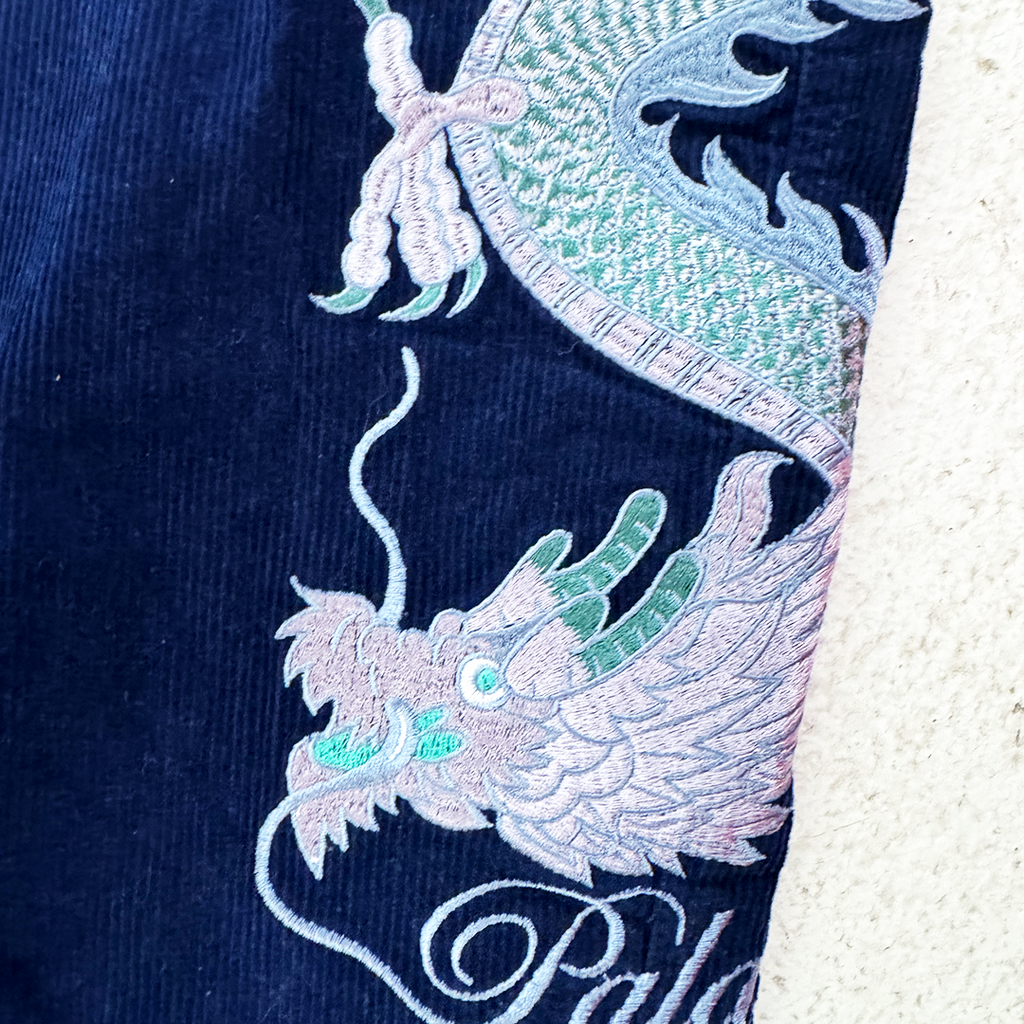 Palace Double Dragon Tour Plain Dark Blue Corduroy Pants (34)