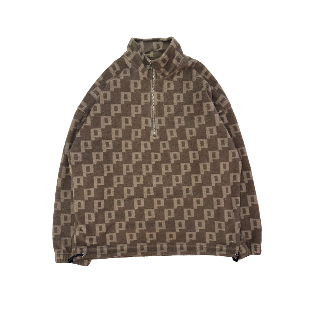 Polar 1/4 Zip Pattern Brown Fleece (S)