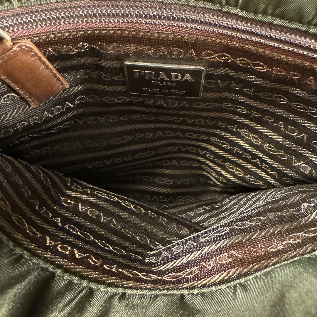 PRADA Tessuto Nylon Iridescent Triangle Logo Handbag
