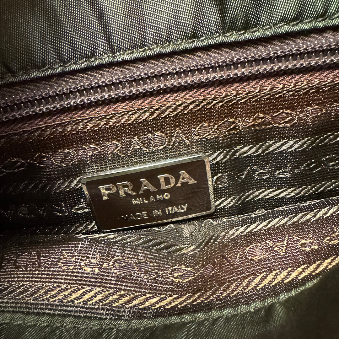 PRADA Tessuto Nylon Iridescent Triangle Logo Handbag