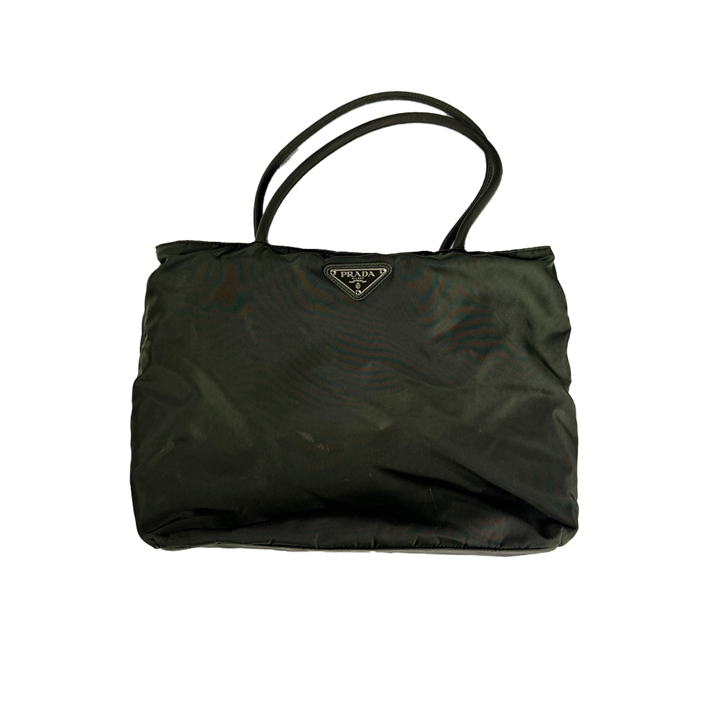 PRADA Vintage Nylon Iridescent Dark Green Hand Bag