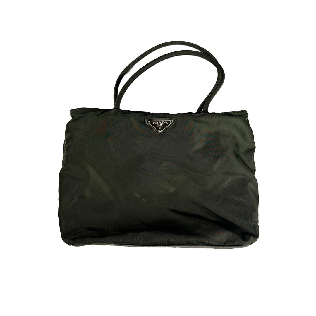 PRADA Vintage Nylon Iridescent Dark Green Hand Bag