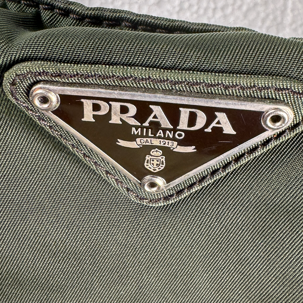 PRADA Vintage Nylon Iridescent Dark Green Hand Bag