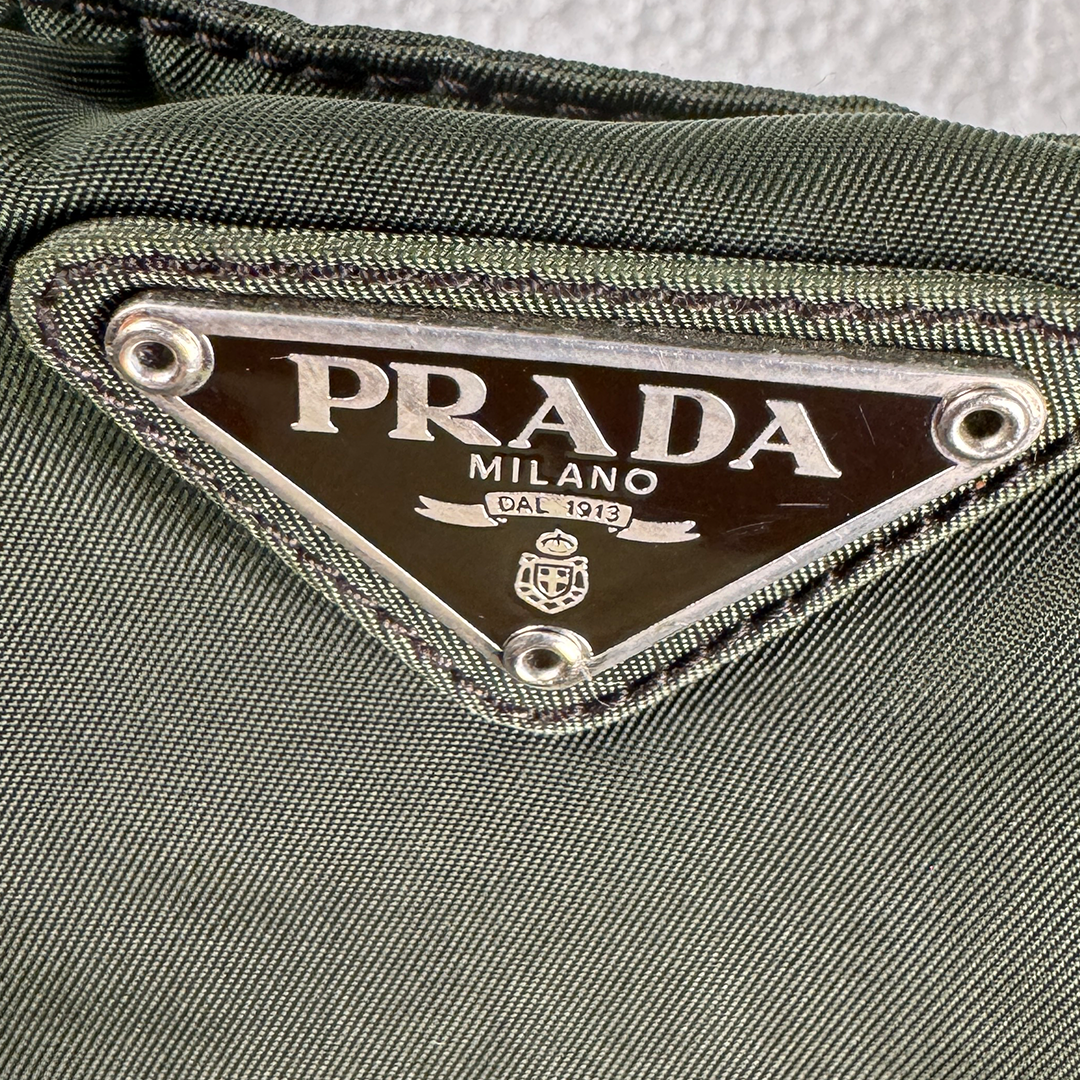 PRADA Vintage Nylon Iridescent Dark Green Hand Bag