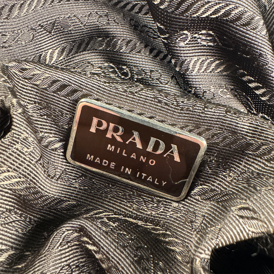 PRADA Vintage Nylon Iridescent Dark Green Hand Bag