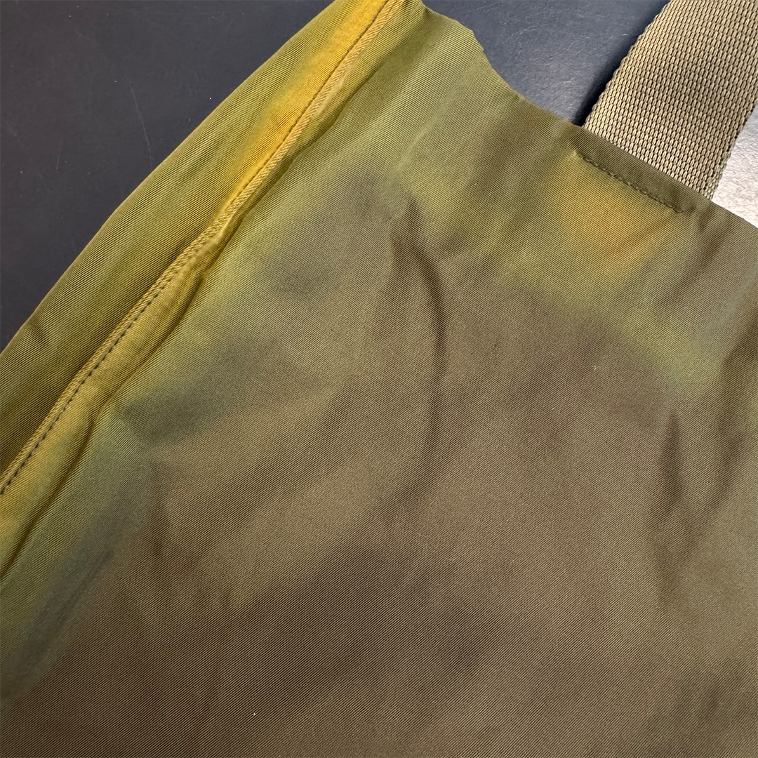 PRADA Y2K Triangle Logo Khaki Tote Bag