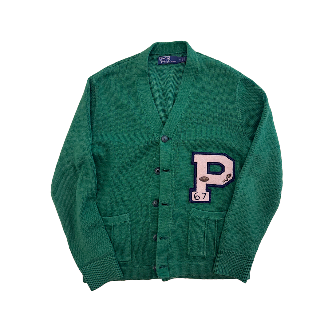 Ralph Lauren Cotton Letterman Cardigan Green (M)