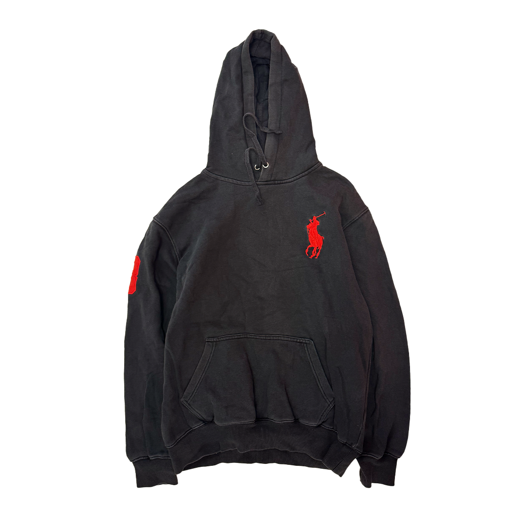 Ralph Lauren Big Horse Custom Fit Black Hoodie (XXL)