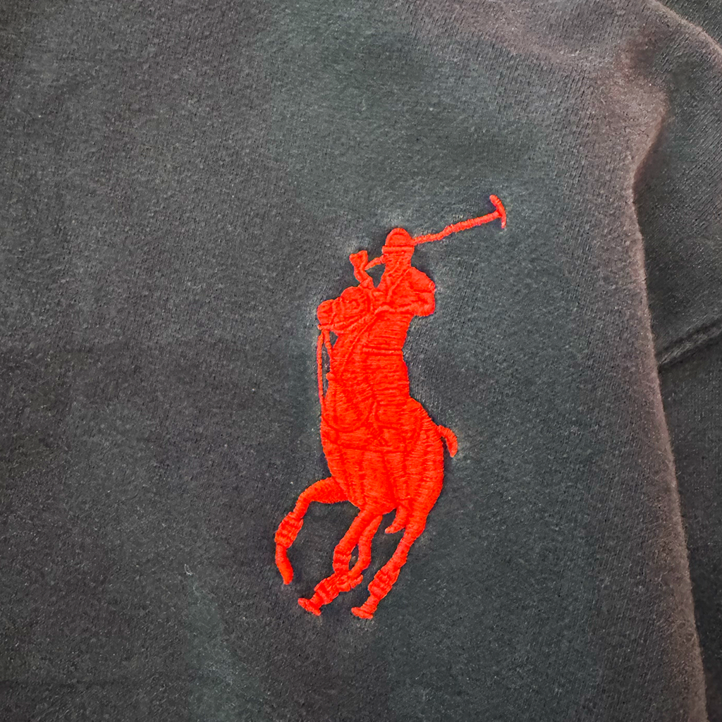 Ralph Lauren Big Horse Custom Fit Black Hoodie (XXL)