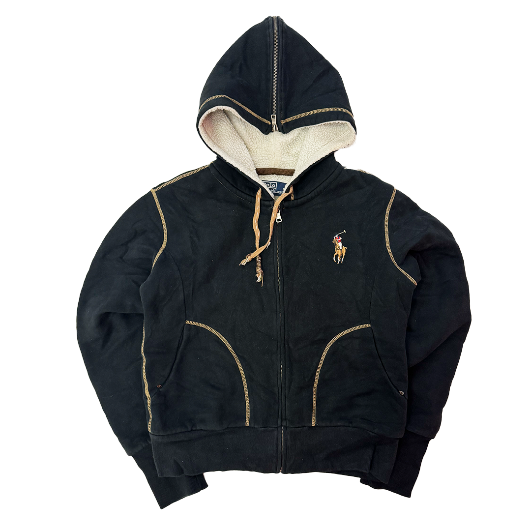 Ralph Lauren Fleece Black Zip Hoodie (L)