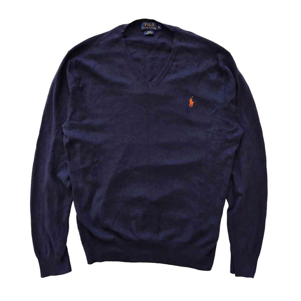 Ralph Lauren Blue V Neck Blue Light Sweater (XL)