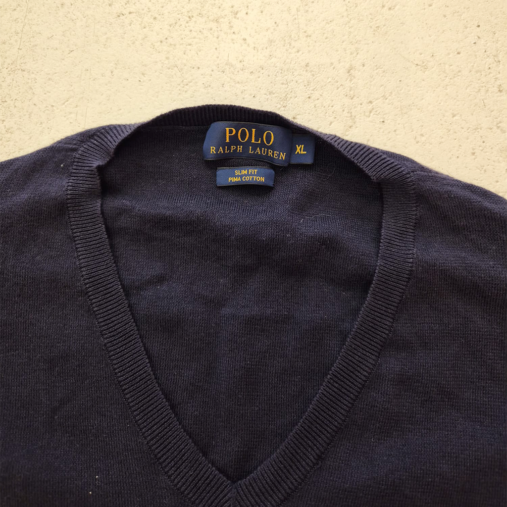 Ralph Lauren Blue V Neck Blue Light Sweater (XL)