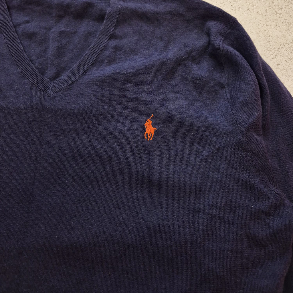 Ralph Lauren Blue V Neck Blue Light Sweater (XL)