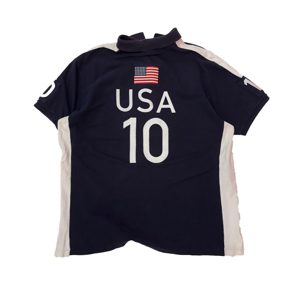 Ralph Lauren USA White & Blue S/S Polo (XL)