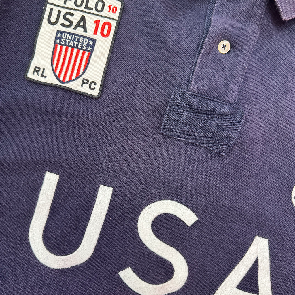 Ralph Lauren USA White & Blue S/S Polo (XL)