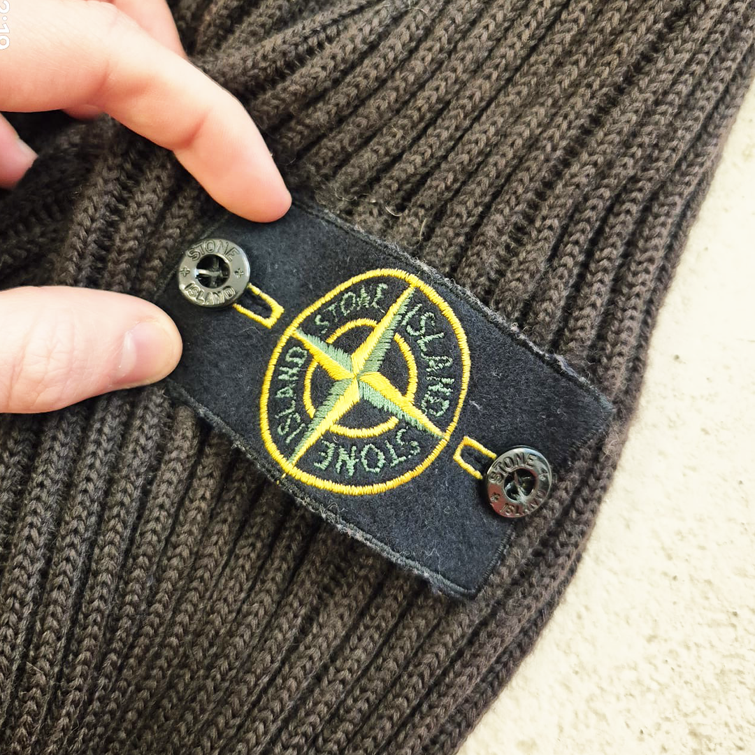 Stone Island Vintage Half Zip Knit Brown Sweatshirt (M)