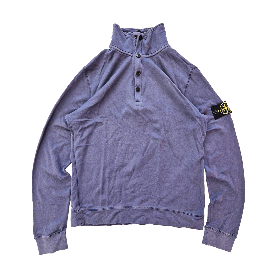 Stone Island Half Button High Neck Blue Sweater (L)