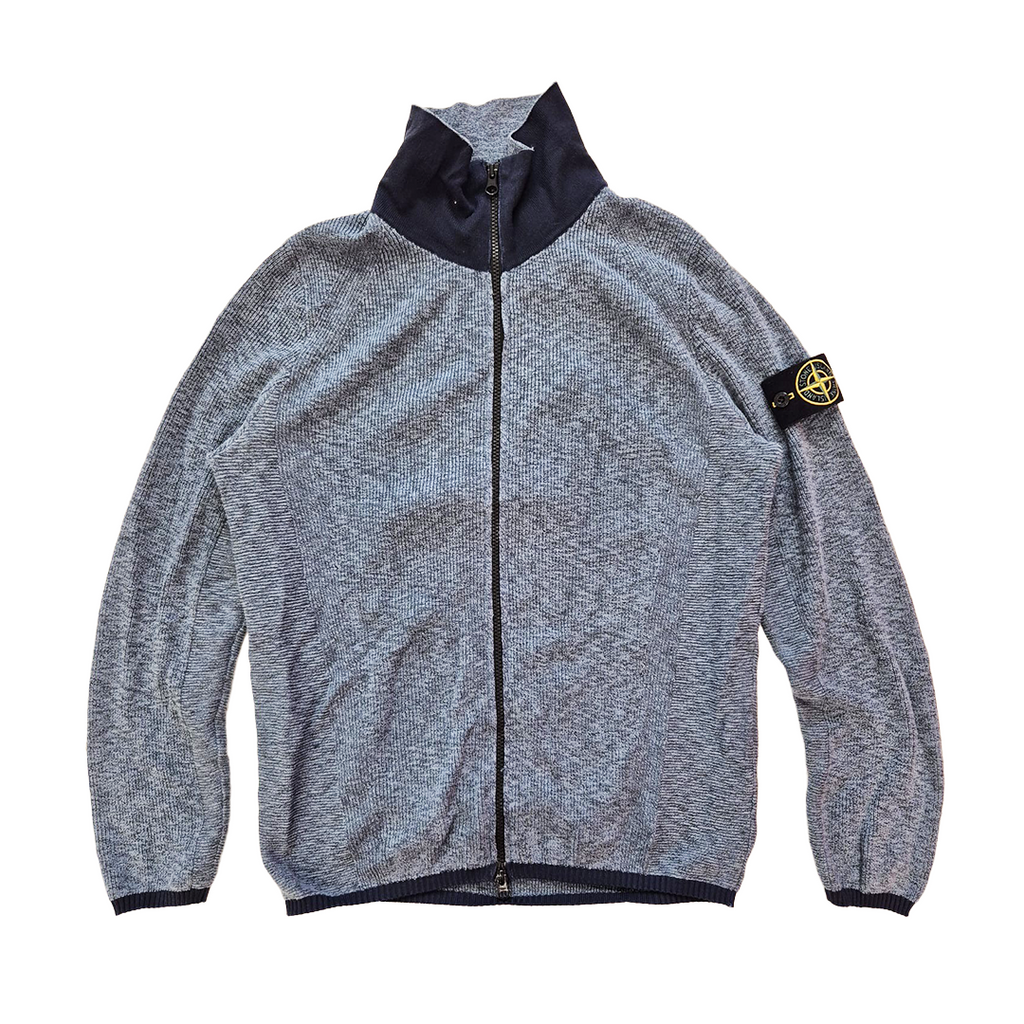 Stone Island Melange Wool Grey Zip Sweater (L)