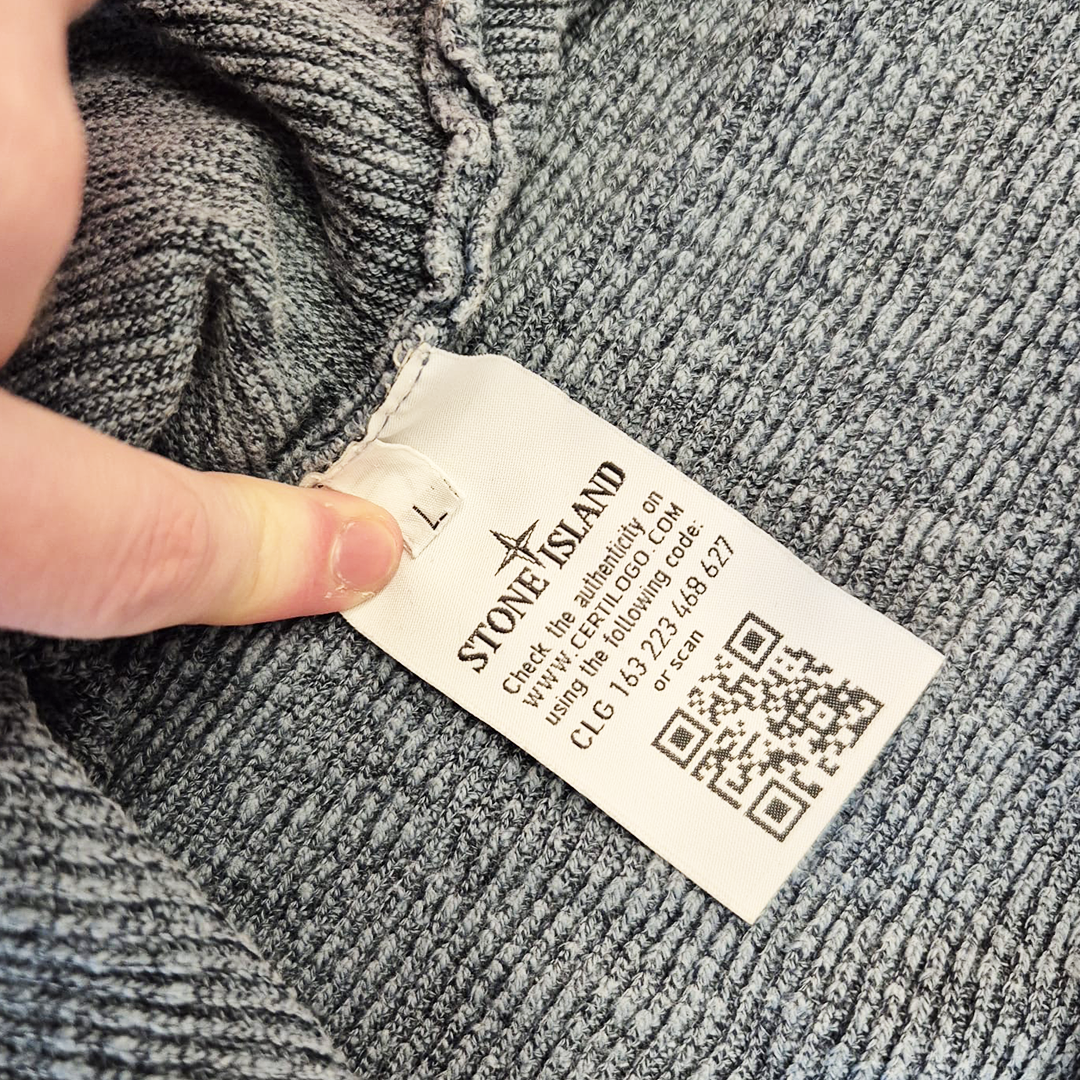 Stone Island Melange Wool Grey Zip Sweater (L)