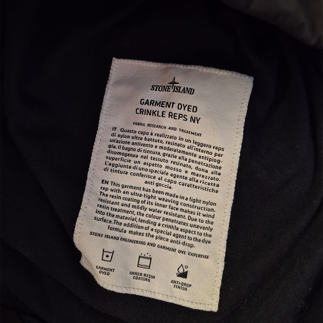 Stone Island Garment Dyed Crinkled Reps Ny Black Jacket (M)