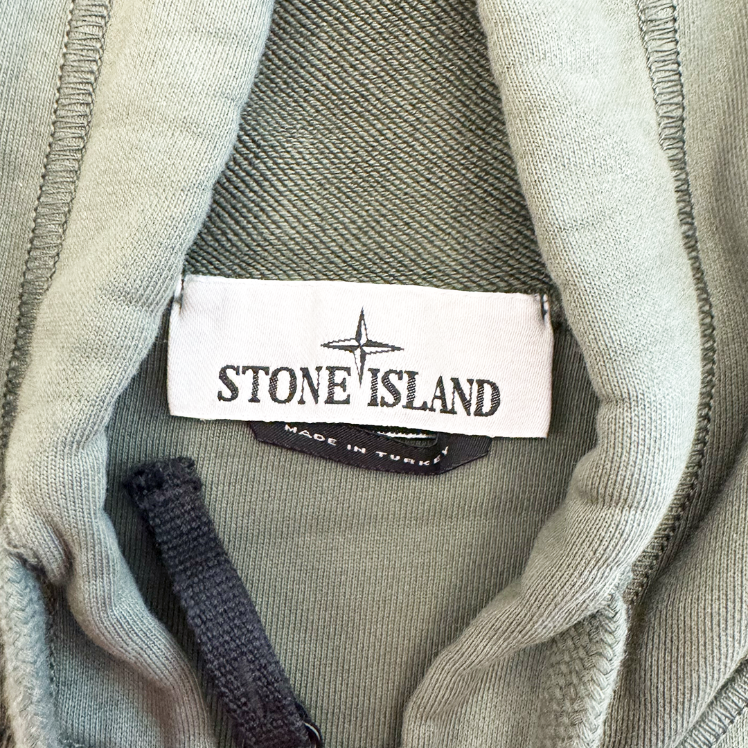 Stone Island Hoodied Zip Up Sweatshirt Khaki (M)