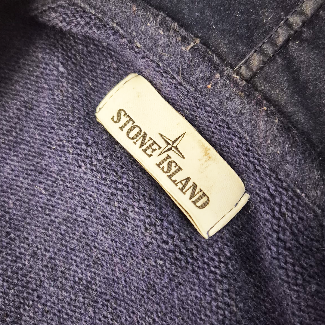 Stone Island Blue Wool Zip Up Hoodie (XXL)