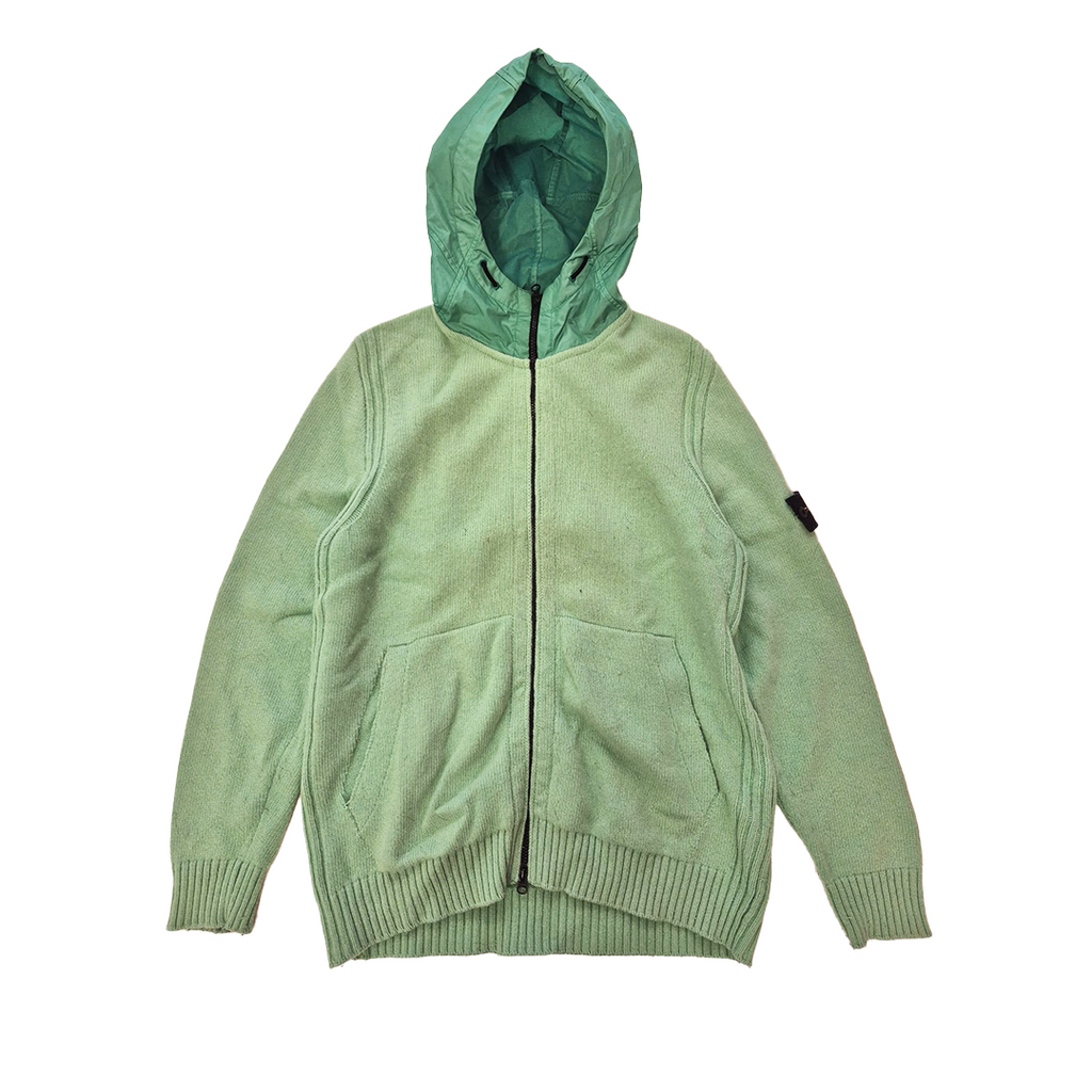 Stone Island Green Wool Zip-Up Hoodie (XXL)