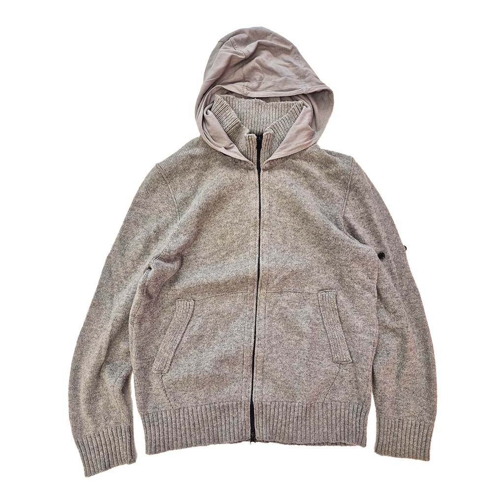 Stone Island Grey Wool Zip-Up Hoodie (XXL)