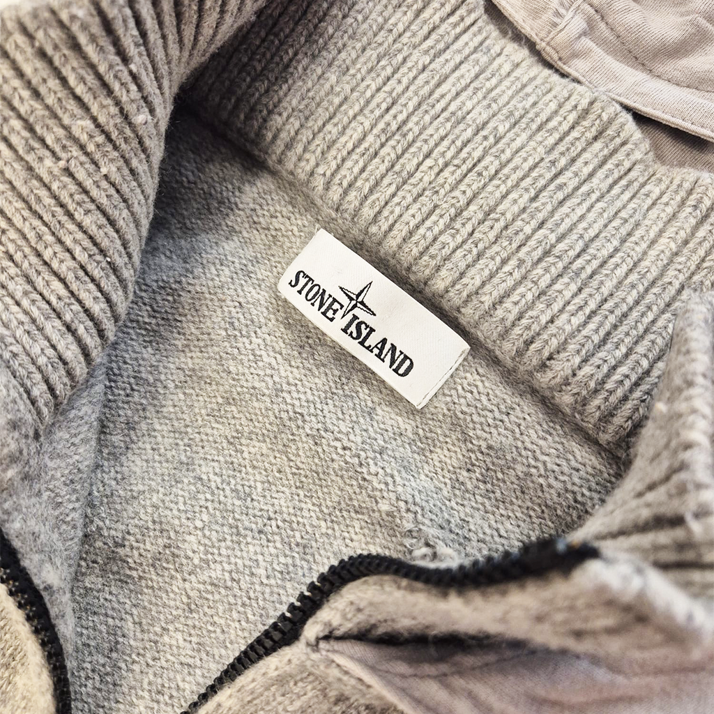 Stone Island Grey Wool Zip-Up Hoodie (XXL)