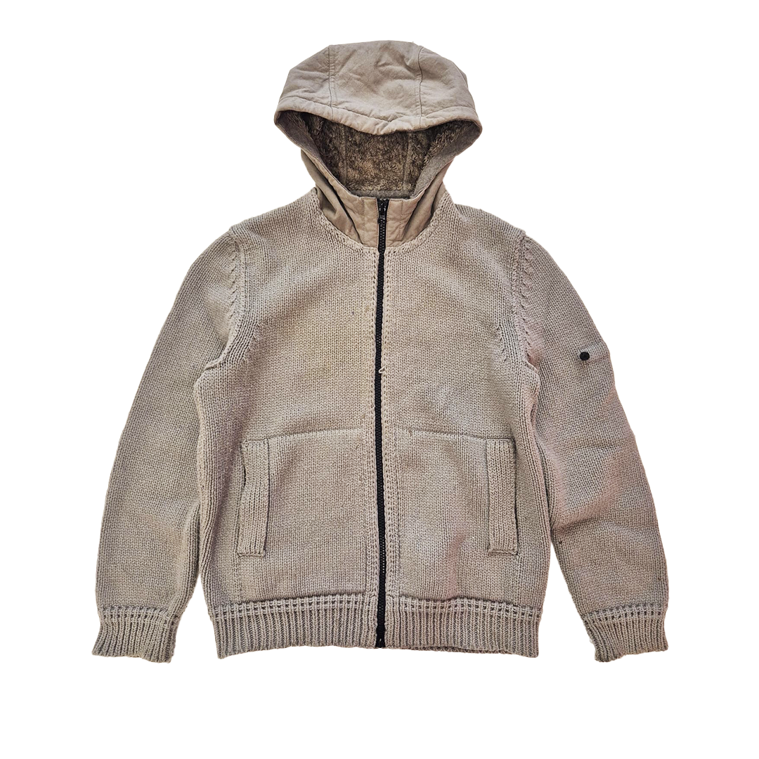 Stone Island Grey Wool Heavy Zip-Up Hoodie (XXL)