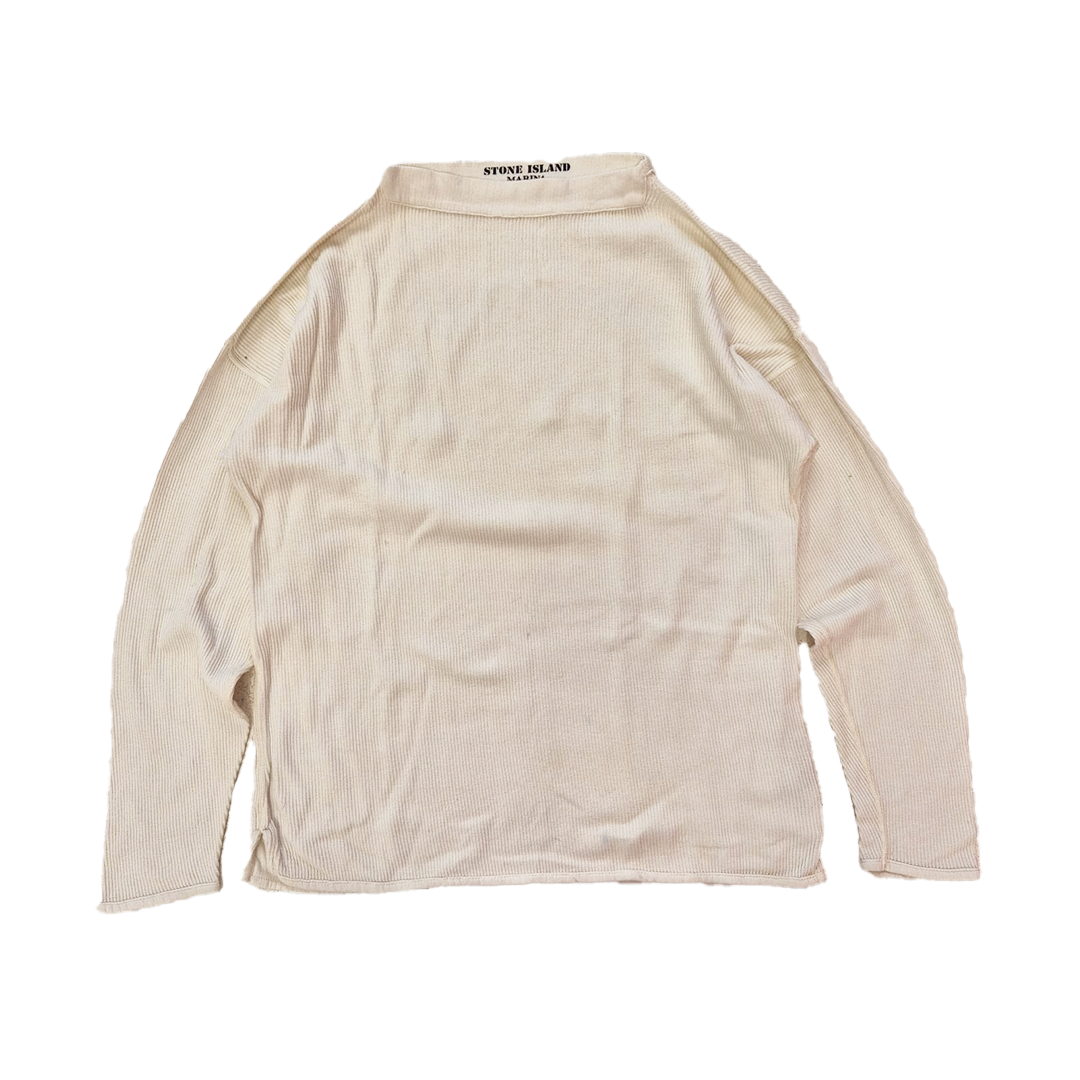 Stone Island Marina Ribbed White Long Sleeve (XL - Missing Size Tag)
