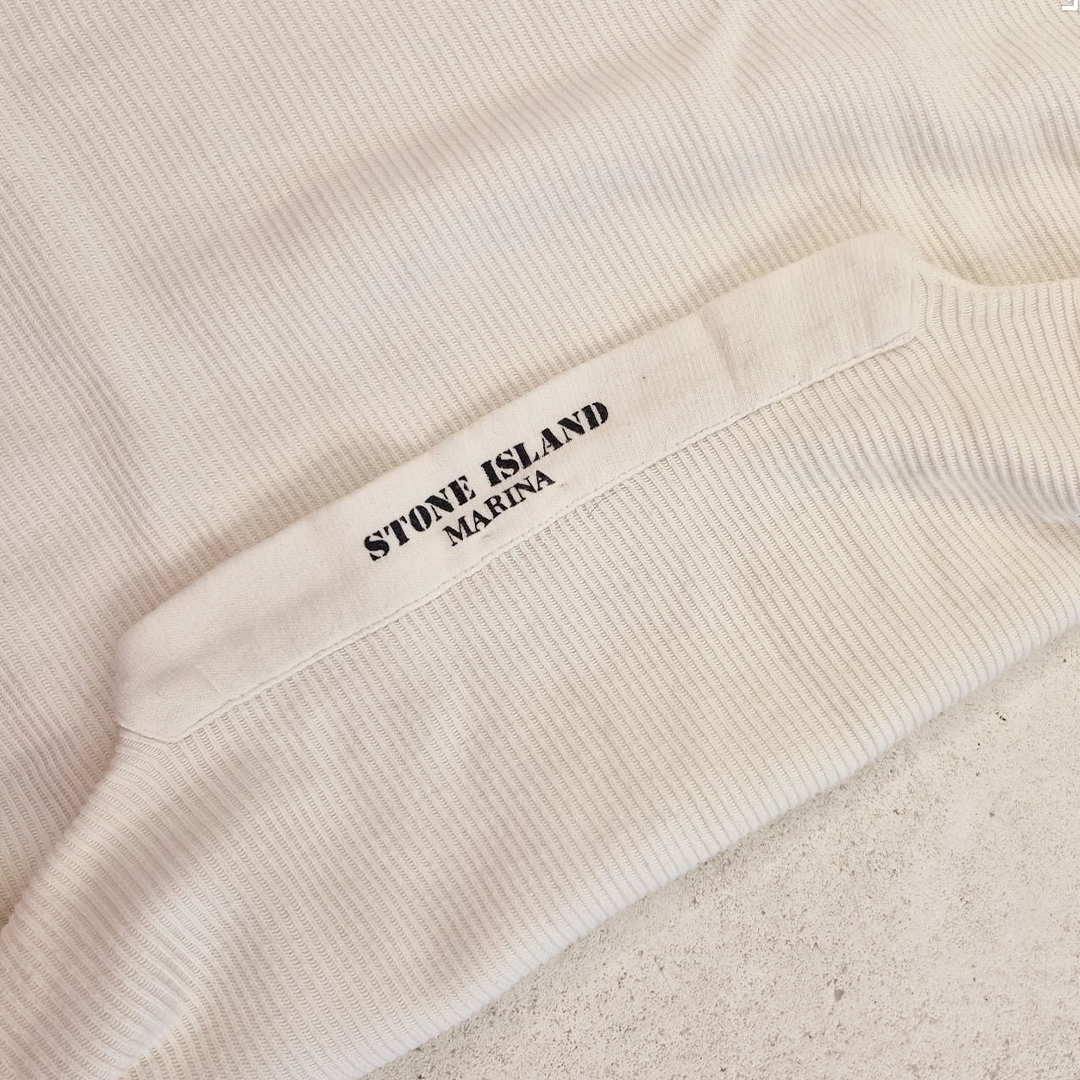 Stone Island Marina Ribbed White Long Sleeve (XL - Missing Size Tag)